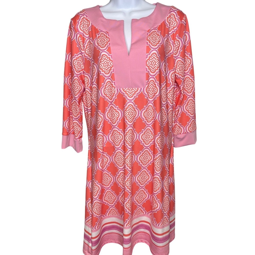 Cabana Life Womens Pink Coral Tunic Dress Size M Resort Vacation‎ Beach Cover Up